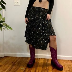 Handmade Printed Silk Midi Slip Skirt